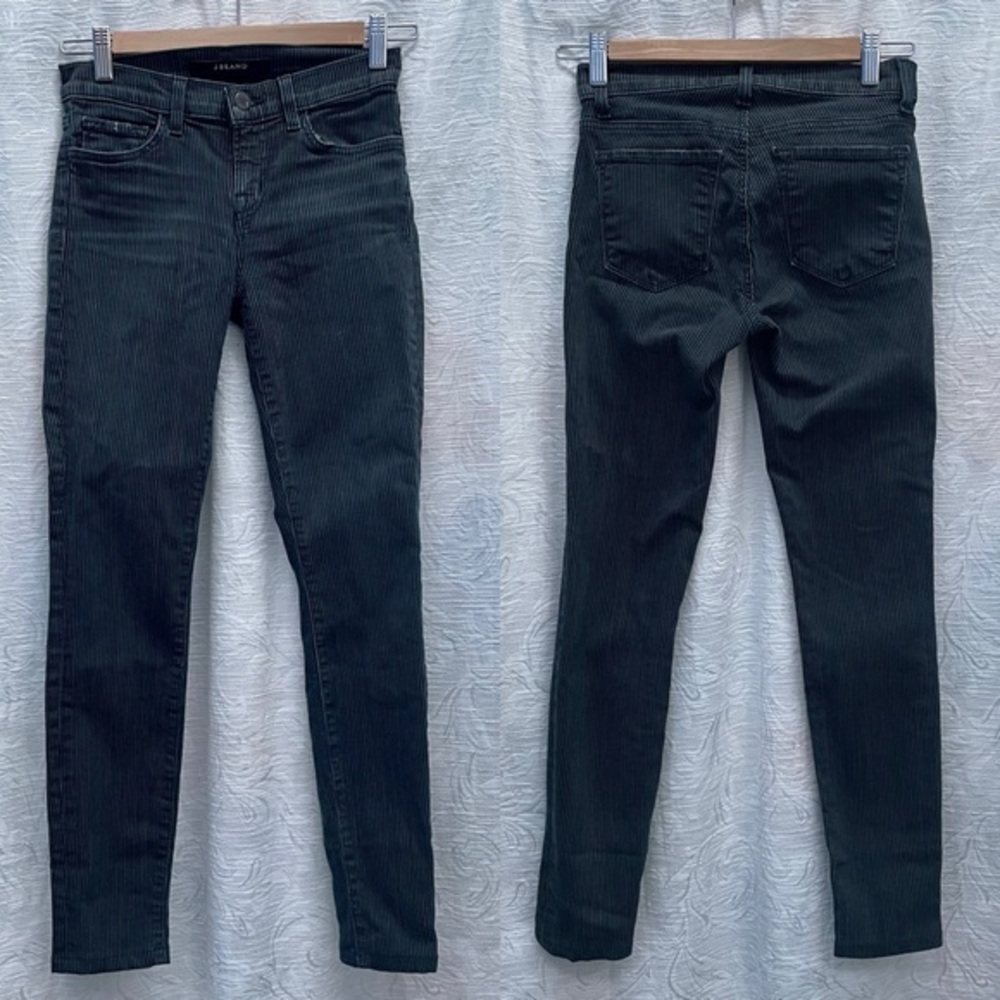 J Brand Pinstriped Charcoal/Gray Skinny Leg Jeans in Belmont